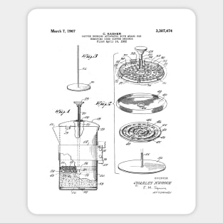 Coffee Filter Patent - Coffee Shop Art - Black And White Sticker